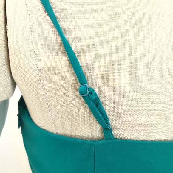 Laundry by Shelli Segal Dress Teal Tiered size 4 Sheer Overlay Beaded 2pc - Picture 10 of 16